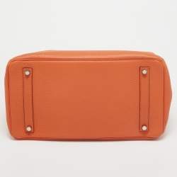 Hermes Feu Taurillon Clemence Palladium Finish Birkin 35 Bag
