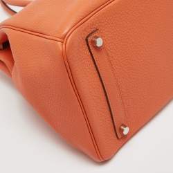 Hermes Feu Taurillon Clemence Palladium Finish Birkin 35 Bag