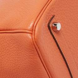 Hermes Feu Taurillon Clemence Palladium Finish Birkin 35 Bag
