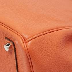 Hermes Feu Taurillon Clemence Palladium Finish Birkin 35 Bag