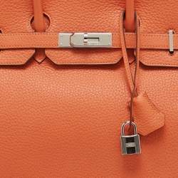 Hermes Feu Taurillon Clemence Palladium Finish Birkin 35 Bag