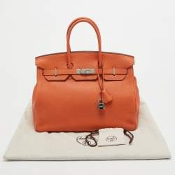Hermes Feu Taurillon Clemence Palladium Finish Birkin 35 Bag