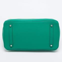 Hermes Vert Vertigo/Vert Fonce Taurillon Clemence Palladium Finish Birkin 35 Bag