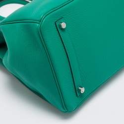 Hermes Vert Vertigo/Vert Fonce Taurillon Clemence Palladium Finish Birkin 35 Bag