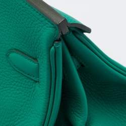 Hermes Vert Vertigo/Vert Fonce Taurillon Clemence Palladium Finish Birkin 35 Bag