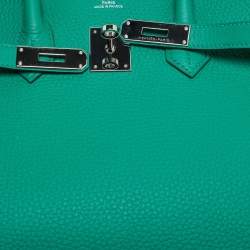Hermes Vert Vertigo/Vert Fonce Taurillon Clemence Palladium Finish Birkin 35 Bag