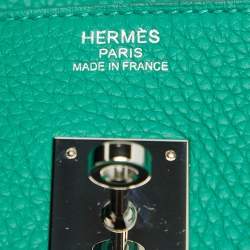 Hermes Vert Vertigo/Vert Fonce Taurillon Clemence Palladium Finish Birkin 35 Bag