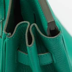 Hermes Vert Vertigo/Vert Fonce Taurillon Clemence Palladium Finish Birkin 35 Bag