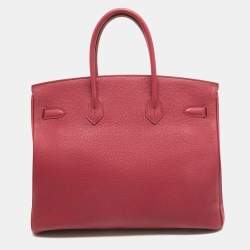 Hermes Ruby Togo Leather Gold Finish Birkin 35 Bag