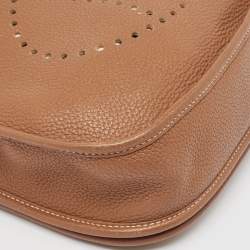 Pre Owned Hermes Gold Taurillon Clemence Leather Evelyne III PM Bag