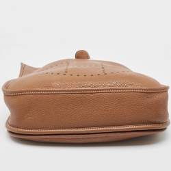 Pre Owned Hermes Gold Taurillon Clemence Leather Evelyne III PM Bag