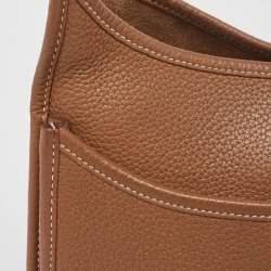 Pre Owned Hermes Gold Taurillon Clemence Leather Evelyne III PM Bag