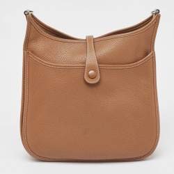 Pre Owned Hermes Gold Taurillon Clemence Leather Evelyne III PM Bag