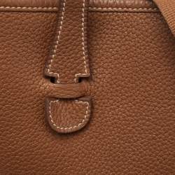 Pre Owned Hermes Gold Taurillon Clemence Leather Evelyne III PM Bag
