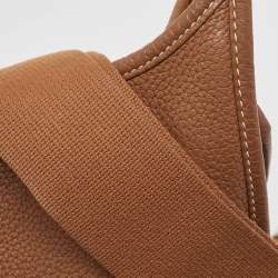 Pre Owned Hermes Gold Taurillon Clemence Leather Evelyne III PM Bag