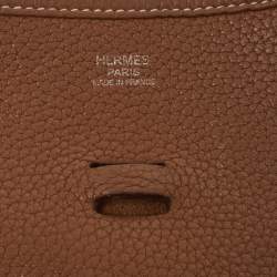 Pre Owned Hermes Gold Taurillon Clemence Leather Evelyne III PM Bag
