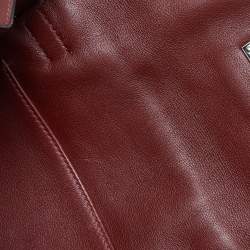 Pre Owned Hermes Rouge H Evercolor Leather Kelly Danse Palladium Finish Bag