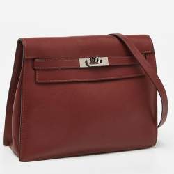 Pre Owned Hermes Rouge H Evercolor Leather Kelly Danse Palladium Finish Bag