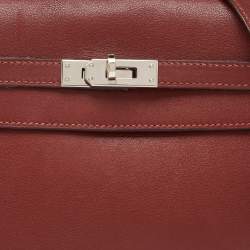 Pre Owned Hermes Rouge H Evercolor Leather Kelly Danse Palladium Finish Bag