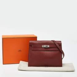 Pre Owned Hermes Rouge H Evercolor Leather Kelly Danse Palladium Finish Bag