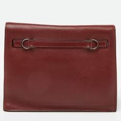 Pre Owned Hermes Rouge H Evercolor Leather Kelly Danse Palladium Finish Bag