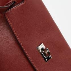 Pre Owned Hermes Rouge H Evercolor Leather Kelly Danse Palladium Finish Bag