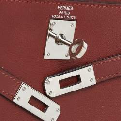 Pre Owned Hermes Rouge H Evercolor Leather Kelly Danse Palladium Finish Bag