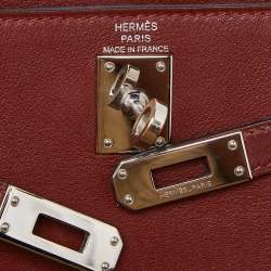 Pre Owned Hermes Rouge H Evercolor Leather Kelly Danse Palladium Finish Bag