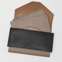 Hermès Etain/Black Epsom Leather Passant Compact Wallet