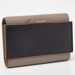 Hermès Etain/Black Epsom Leather Passant Compact Wallet