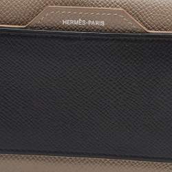 Hermès Etain/Black Epsom Leather Passant Compact Wallet
