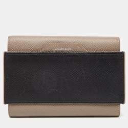 Hermès Etain/Black Epsom Leather Passant Compact Wallet