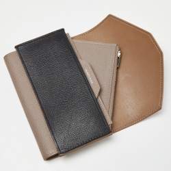 Hermès Etain/Black Epsom Leather Passant Compact Wallet