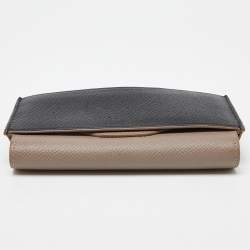 Hermès Etain/Black Epsom Leather Passant Compact Wallet