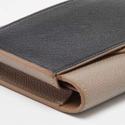 Hermès Etain/Black Epsom Leather Passant Compact Wallet