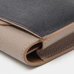 Hermès Etain/Black Epsom Leather Passant Compact Wallet