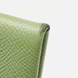 Hermes Vert Criquet Epsom Leather Calvi Card Holder