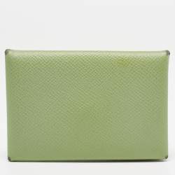 Hermes Vert Criquet Epsom Leather Calvi Card Holder