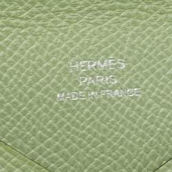 Hermes Vert Criquet Epsom Leather Calvi Card Holder