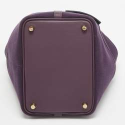 Pre Owned Hermes Raisin/Cassis Toile Goeland and Swift Leather Cargo Picotin Lock 18 Bag