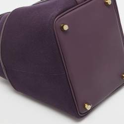 Pre Owned Hermes Raisin/Cassis Toile Goeland and Swift Leather Cargo Picotin Lock 18 Bag
