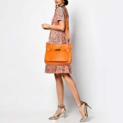 Hermes Orange/Jaune Taurillon Clemence Leather Palladium Finish Jypsiere 34 Bag