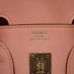 Hermes Rose Sakura Swift Leather Birkin 25 Tote Bag