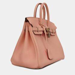 Hermes Rose Sakura Swift Leather Birkin 25 Tote Bag