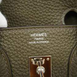 Hermes Olive Green Togo Leather Birkin 25 Tote Bag