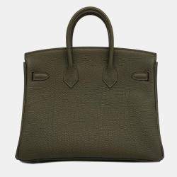 Hermes Olive Green Togo Leather Birkin 25 Tote Bag