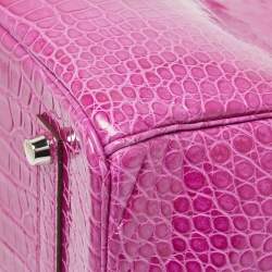 Hermès  Rose Sheherazade Shine Porosus Crocodile Palladium Finish Birkin 35