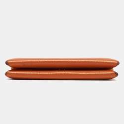 Pre Owned Hermes Orange Epsom Leather Calvi Card Holder
