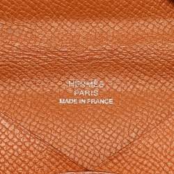 Pre Owned Hermes Orange Epsom Leather Calvi Card Holder