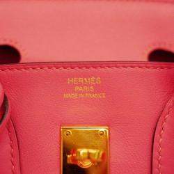 Hermes Rose Azalee Swift Leather Birkin 25 Tote Bag